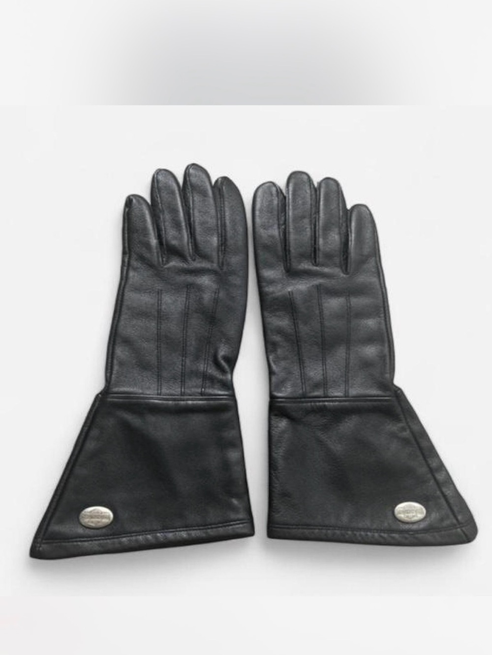 Harley Davidson Leather Gauntlet Riding Gloves with Logo Hit  - Black